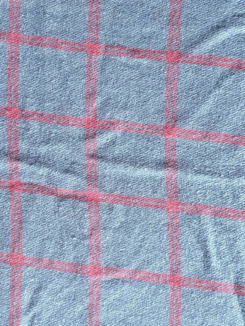 Cozy Plaid Fringe Shawl Sweater - Blue with Red Windowpane